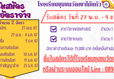 ประกาศโรงเรียนชุมชนวัดเขาไม้แก้วเรื่อง